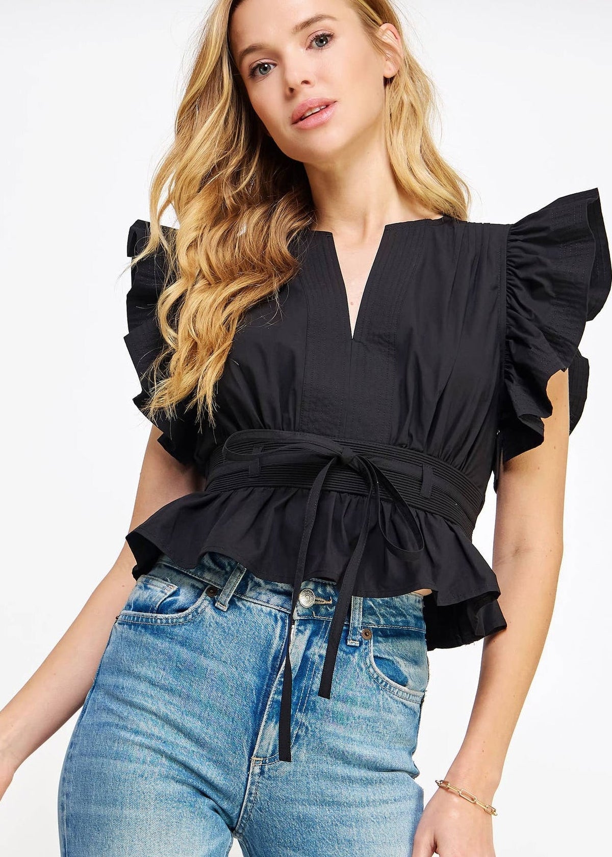 Peplum poplin top