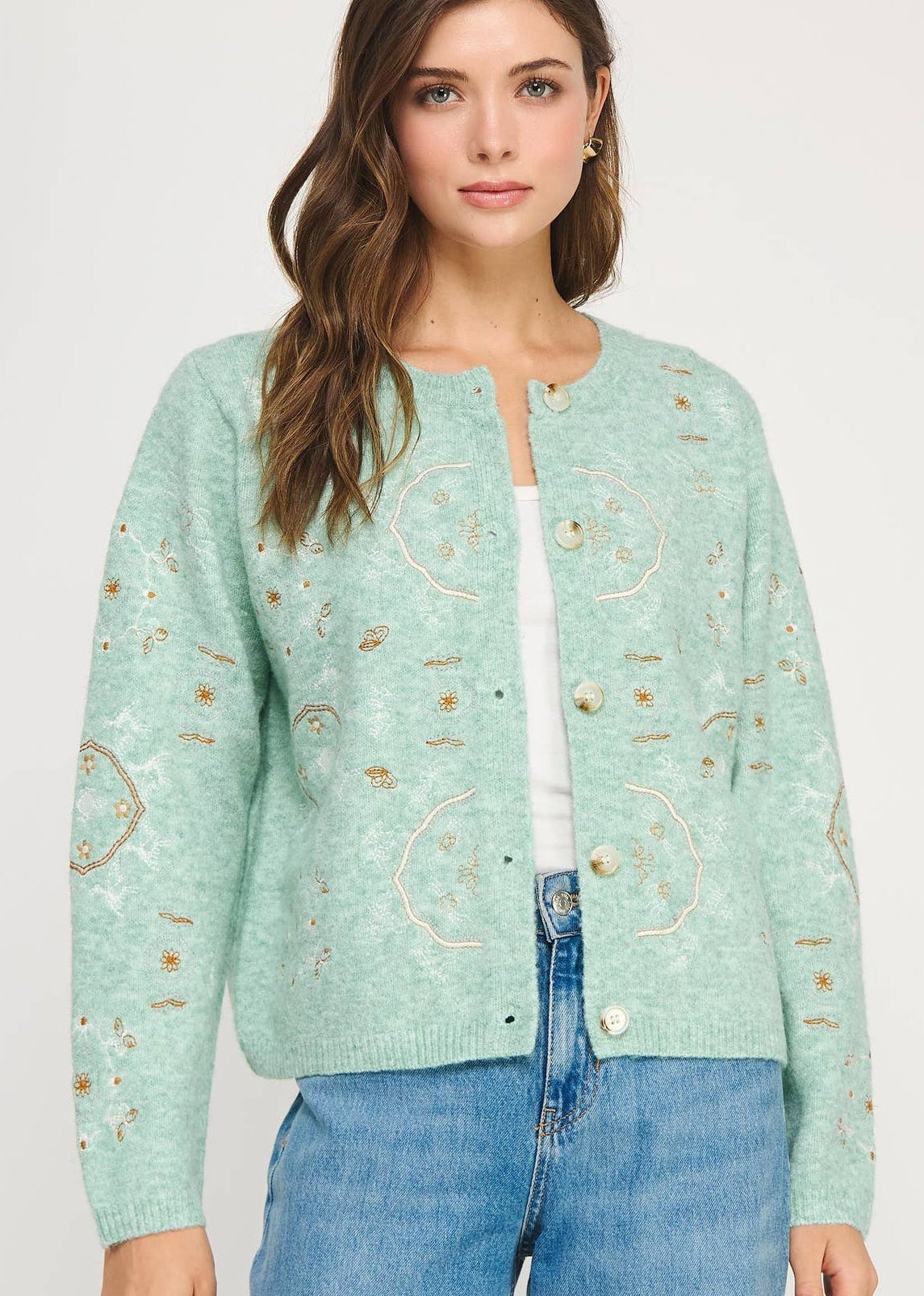 Embroidered Knit Cardigan