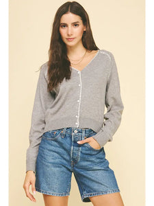 Stitch Detailed Button Down Cardigan