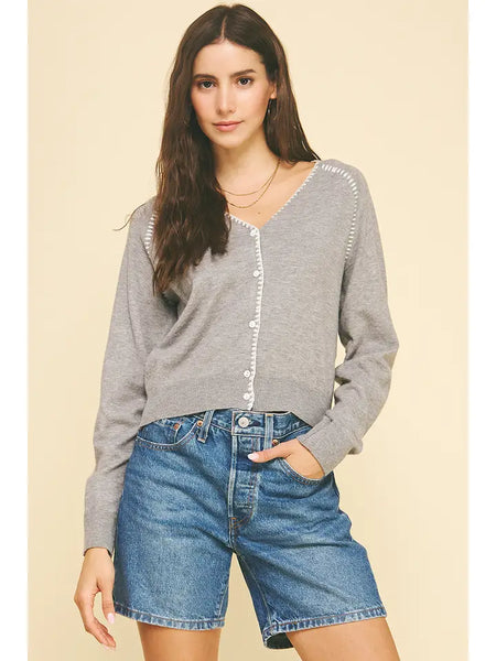Stitch Detailed Button Down Cardigan