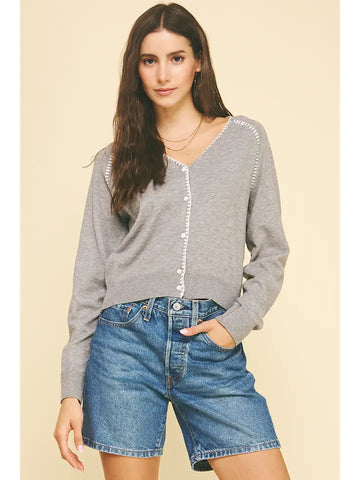 Stitch Detailed Button Down Cardigan