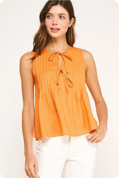 Pintuck Linen Top
