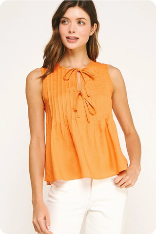 Pintuck Linen Top