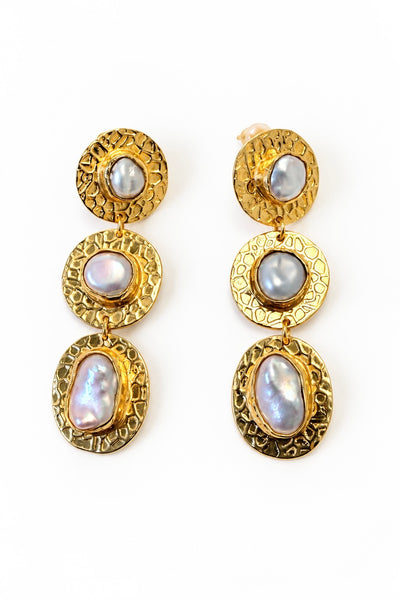 Pearl and Brass Earrings