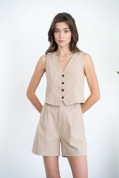 Button Up Linen Vest