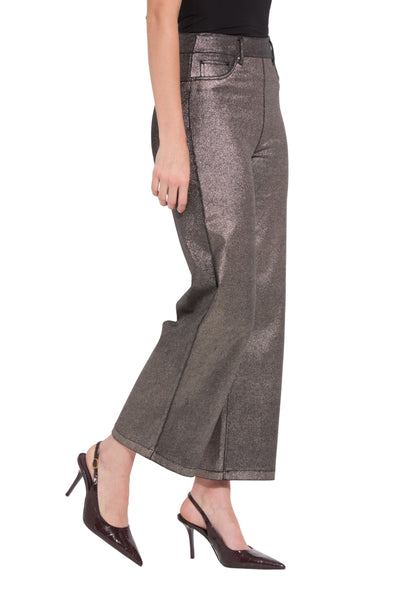 Metallic Wide Leg Denim Pant
