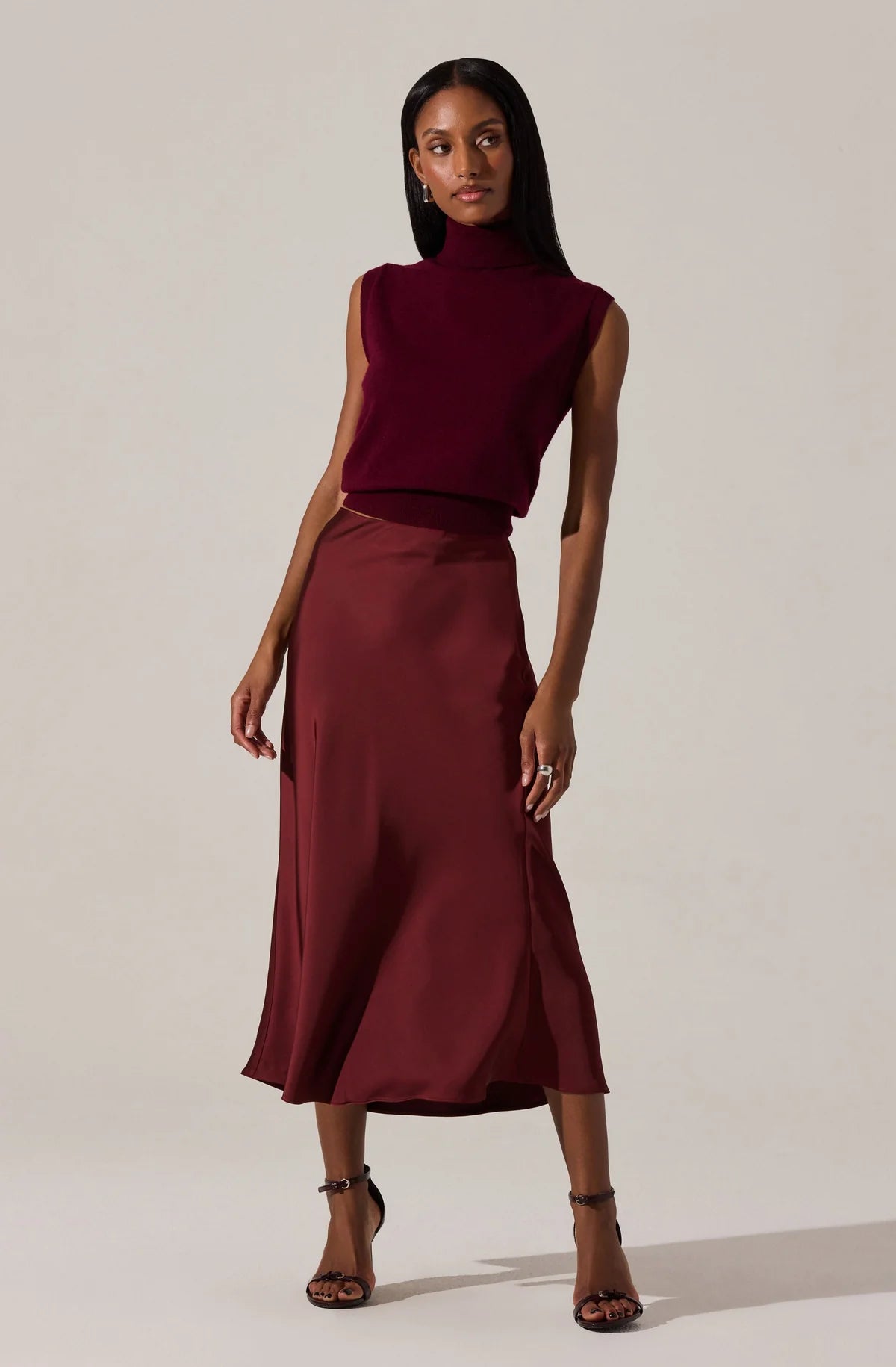 Burgundy Satin Skirt