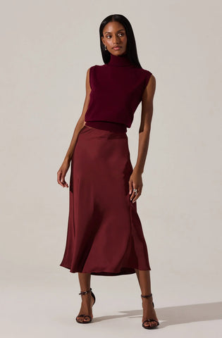 Burgundy Satin Skirt