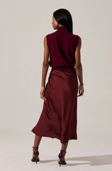 Burgundy Satin Skirt