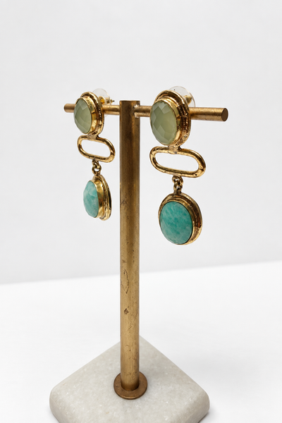 Stone and Brass Drop Earrings