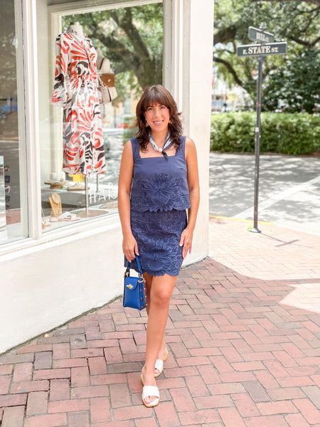 Cutwork embroidered skirt