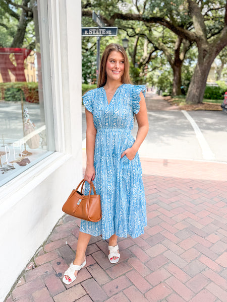 Floral Print Tiered Midi Dress