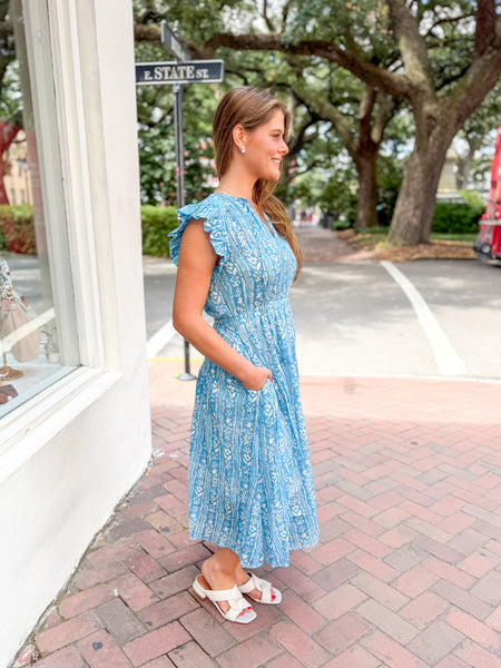 Floral Print Tiered Midi Dress