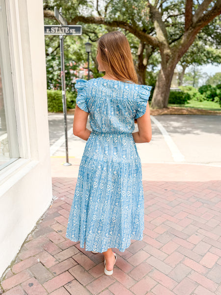 Floral Print Tiered Midi Dress