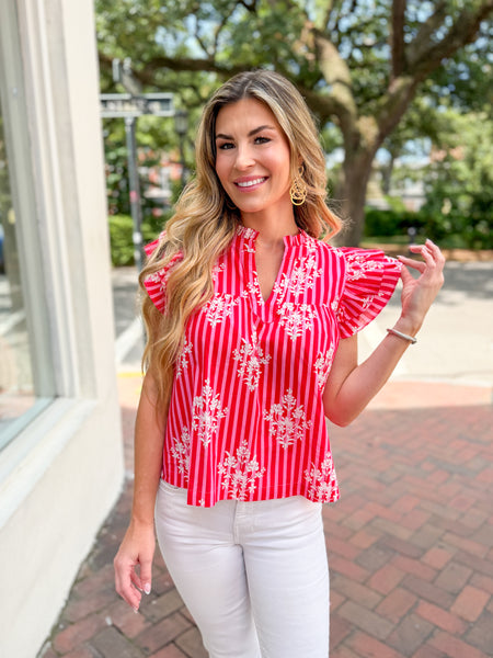 Jenny Ruffle Sleeve Blouse