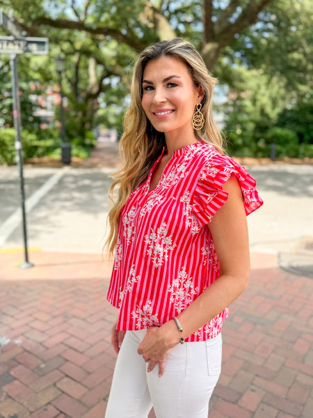 Jenny Ruffle Sleeve Blouse