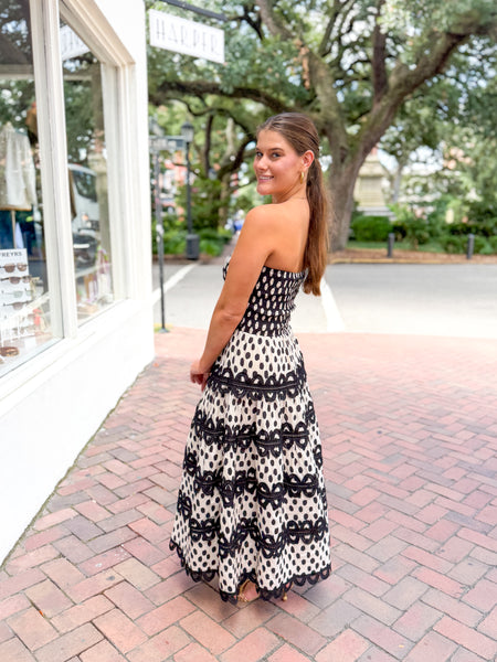 Polka Dot Crochet Midi Dress