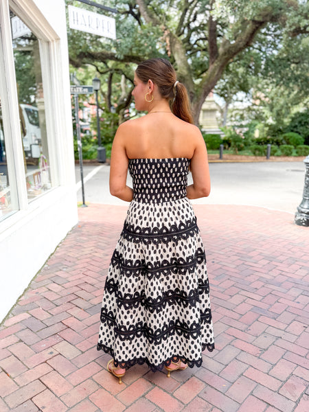 Polka Dot Crochet Midi Dress