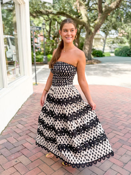 Polka Dot Crochet Midi Dress