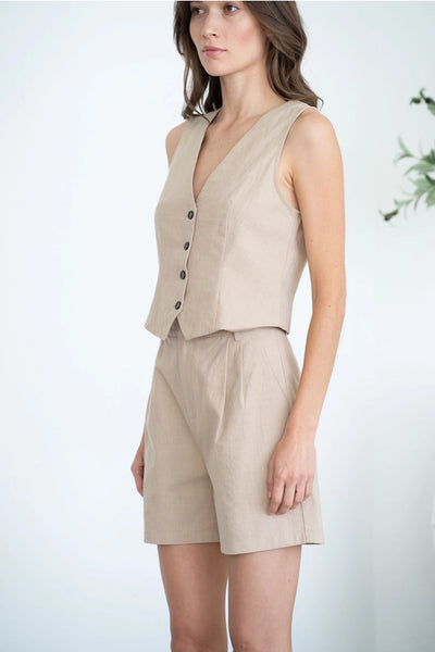 Button Up Linen Vest