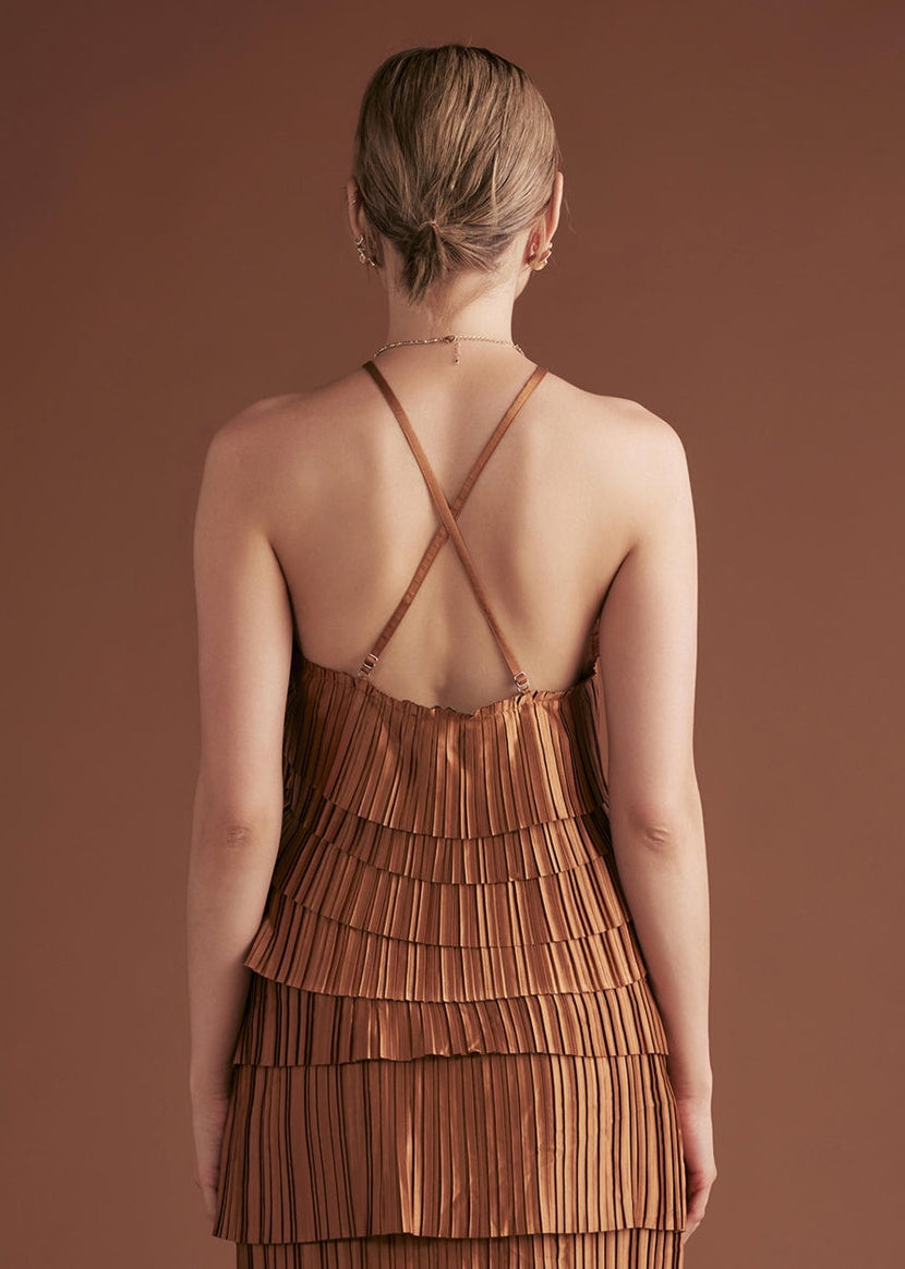 Satin Tiered Halter Top