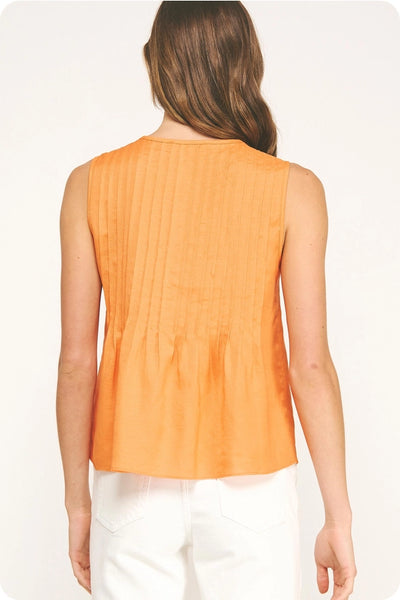 Pintuck Linen Top